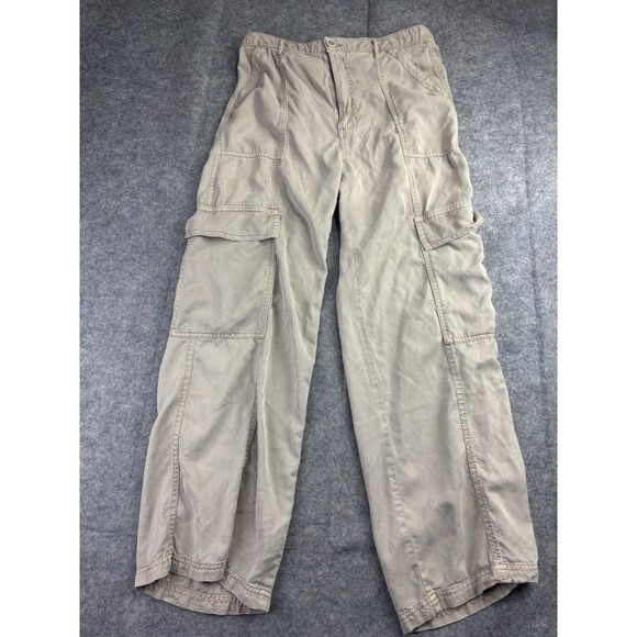 Risen Jeans Pants - Risen Jeans Women's L High Rise Wide Leg Tencel Pocket Cargo Pants Boho Coastal